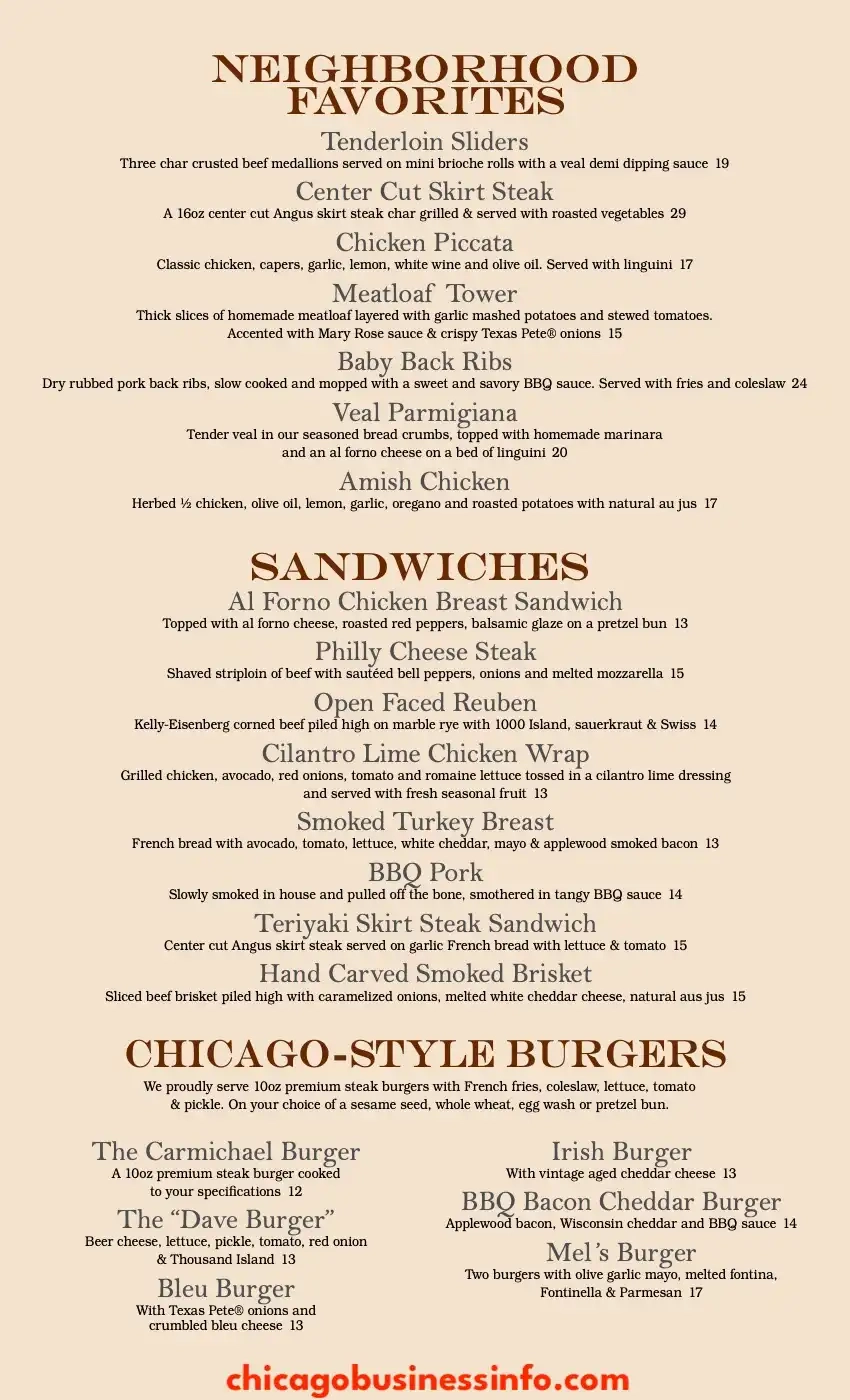 Carmichael's Chicago Lunch Menu 3