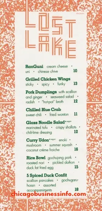 Lost Lake Chicago Food Menu