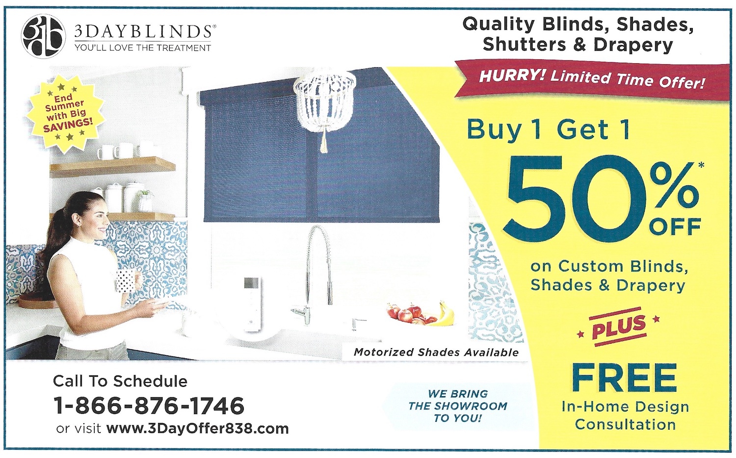 Chicago Exclusive Offers Coupons Mailer August 2023 3DayBlinds Buy One Get One Free BOGO Deal