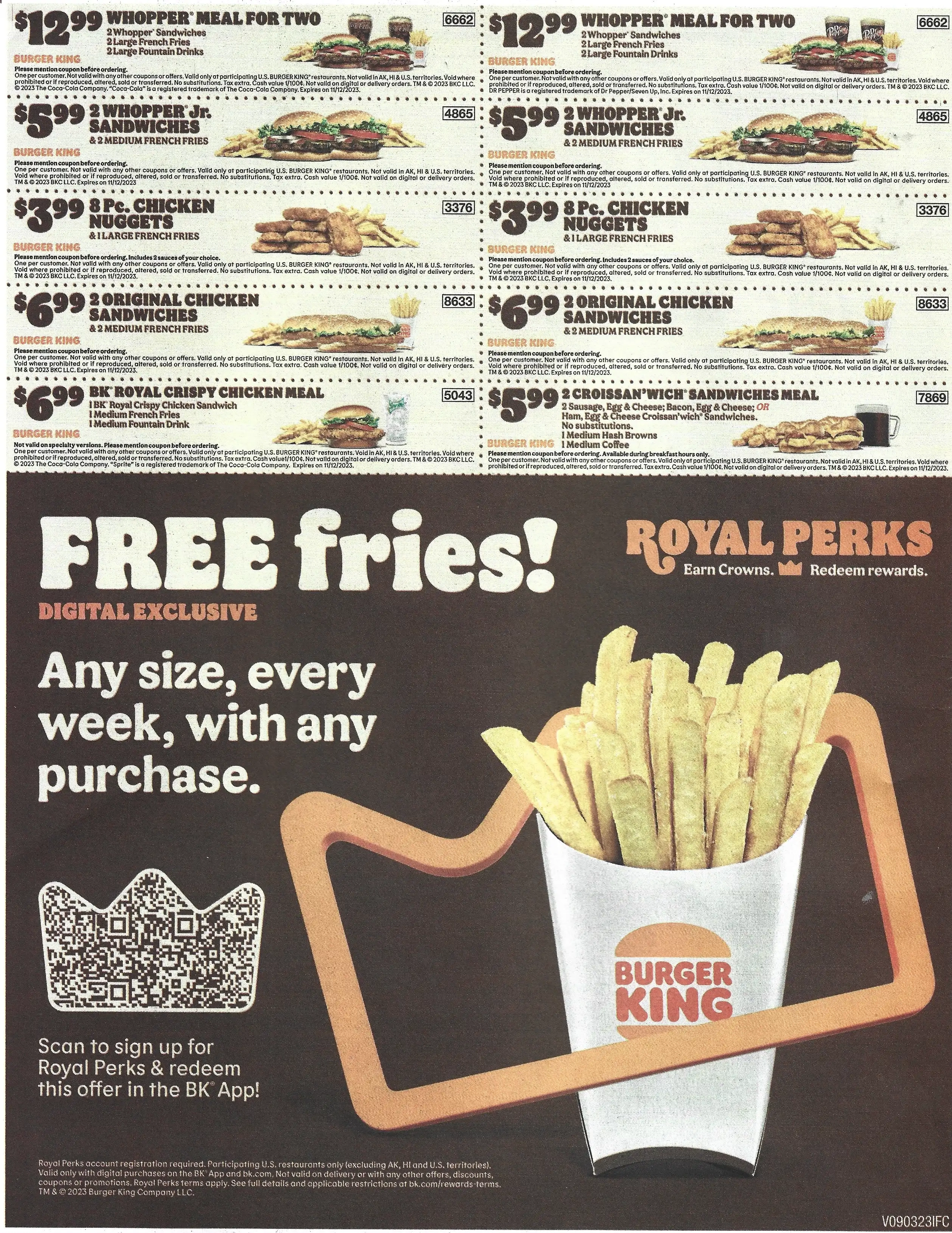 Burger King Printable Store Coupons Mailer Expires 11/12/2023