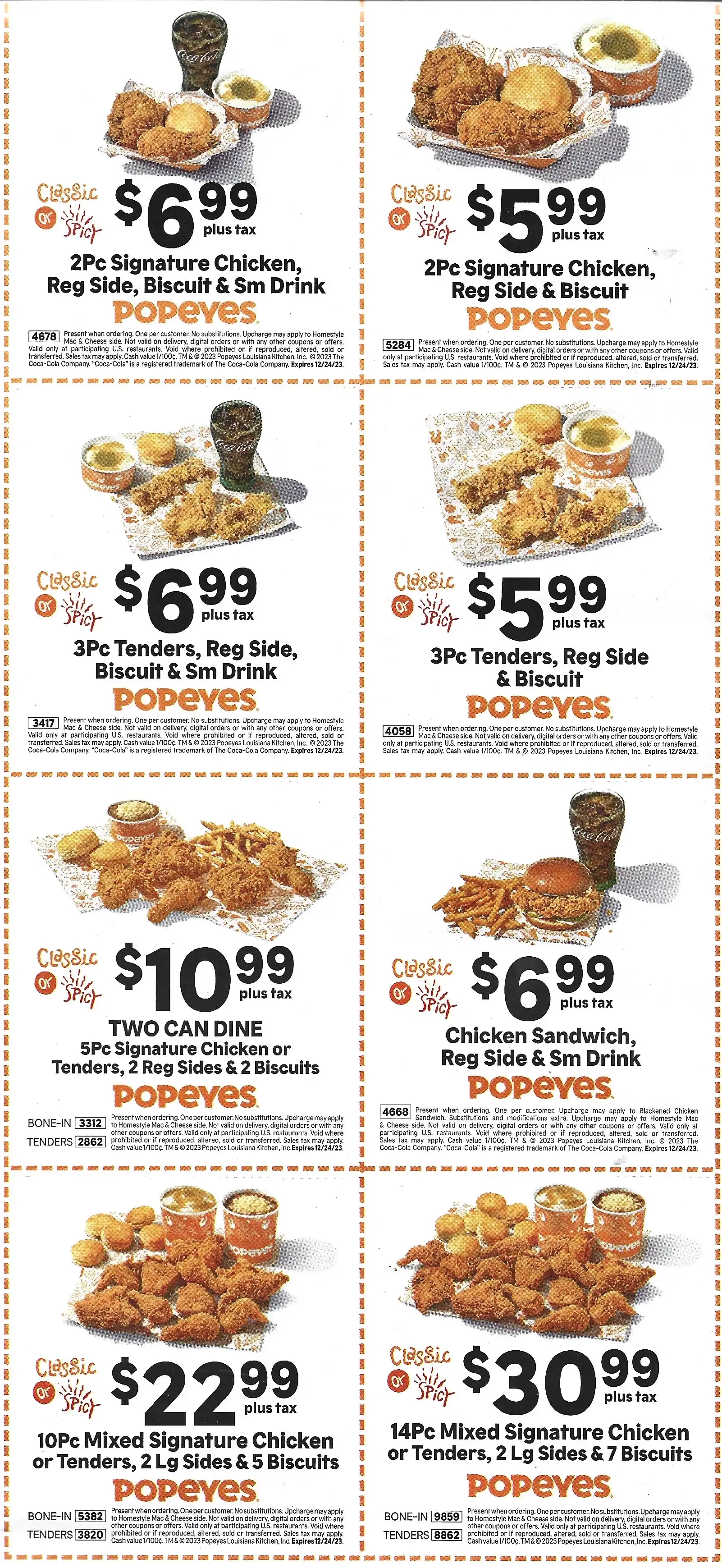 Popeye's Printable Store Coupons Mailer 1 Expires 12/24/2023