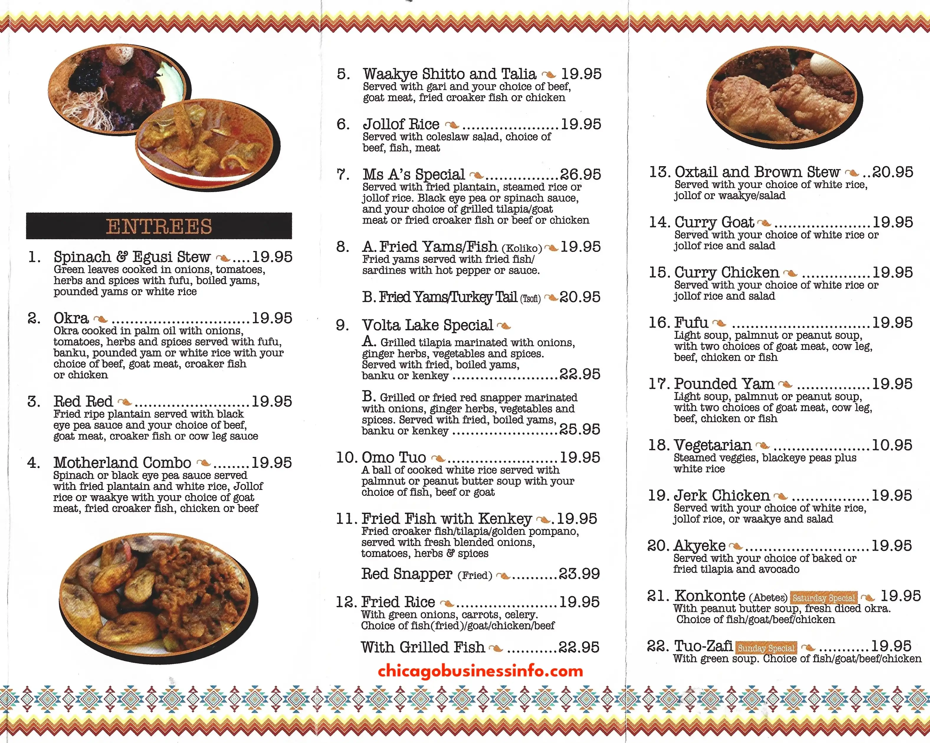 The Mukase African Restaurant Chicago Carry Out Menu 2