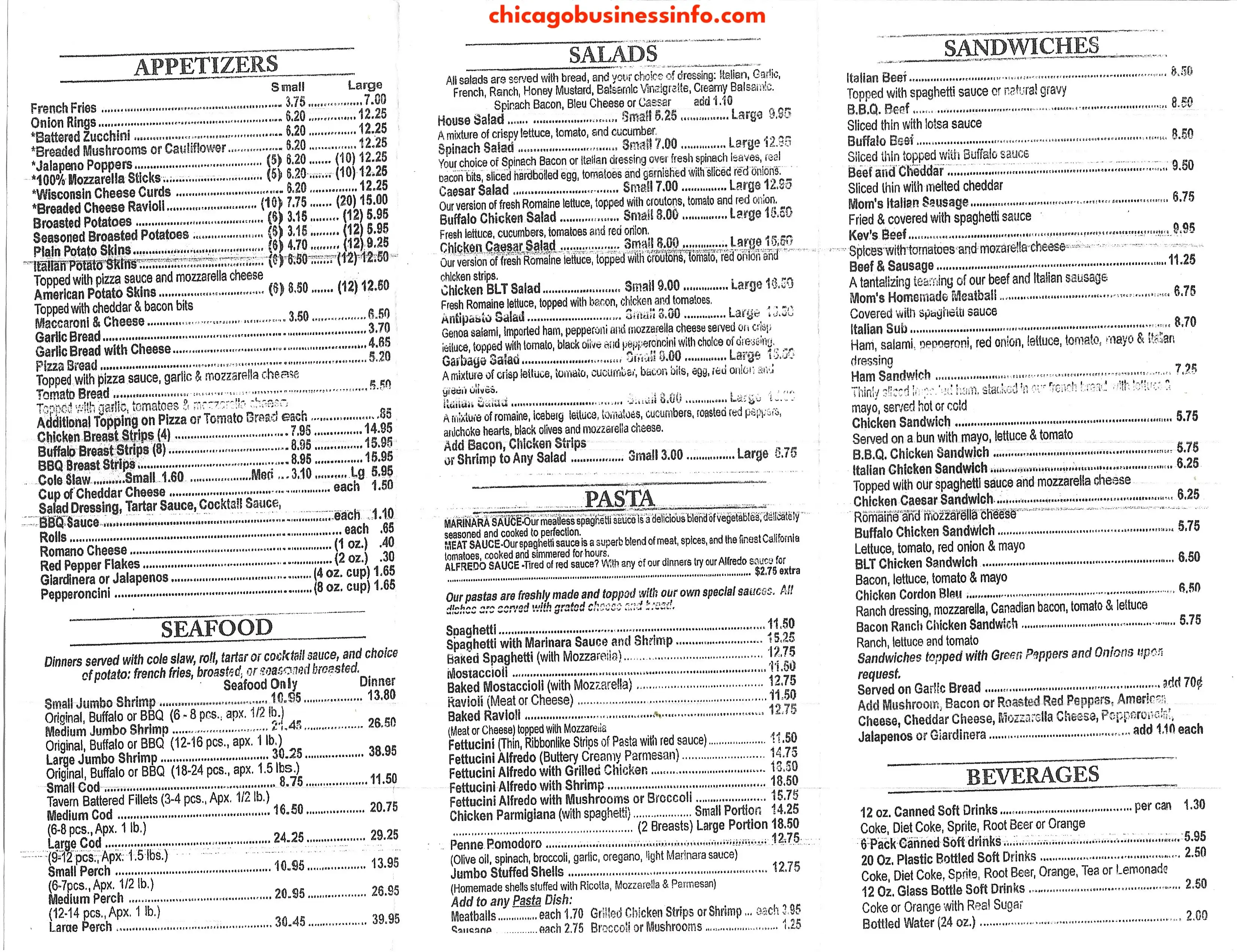 Arrenello's Pizza Carry Out Menu With Prices 1