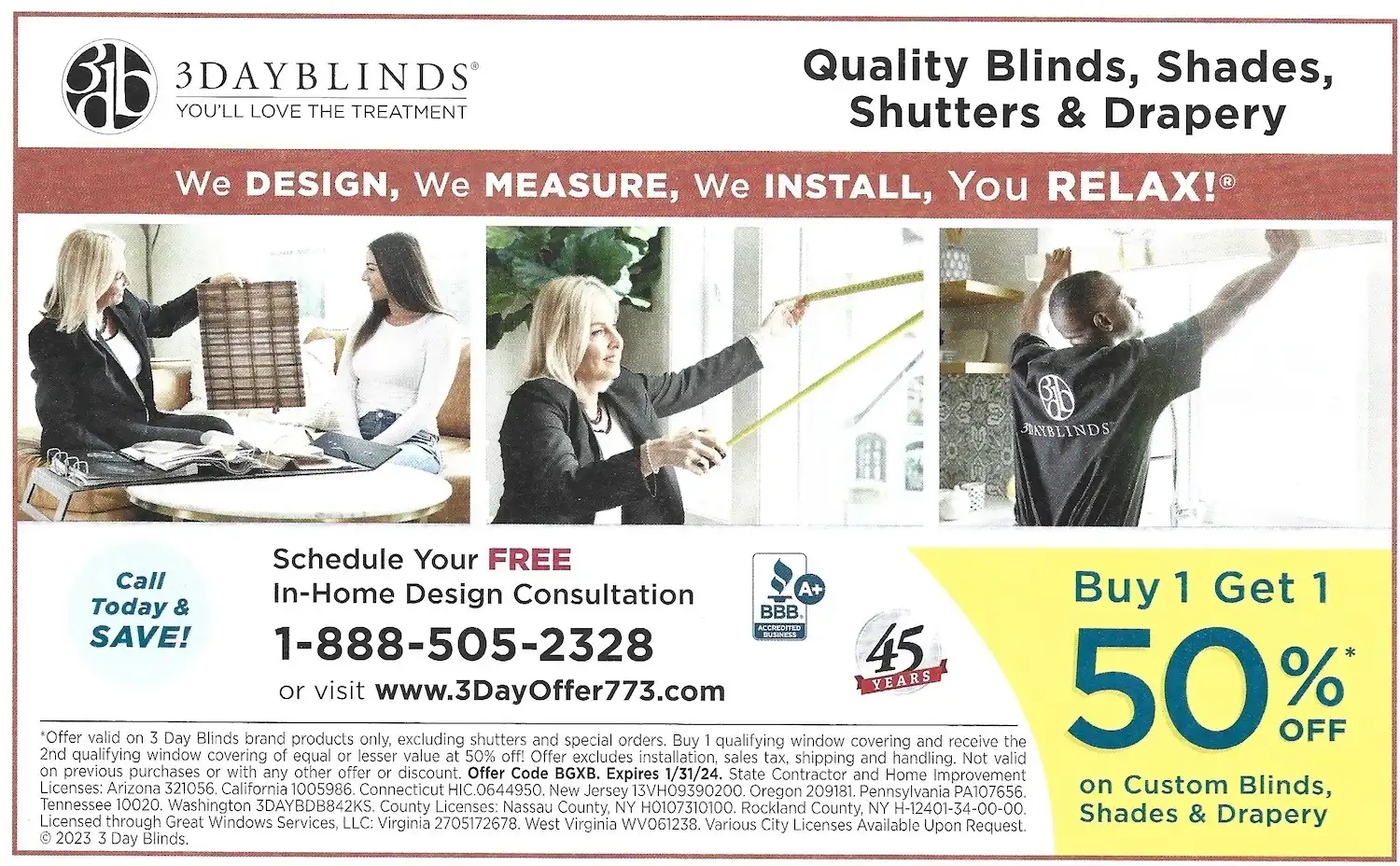 Chicago Exclusive Offers Coupons Mailer November 2023 3DayBlinds