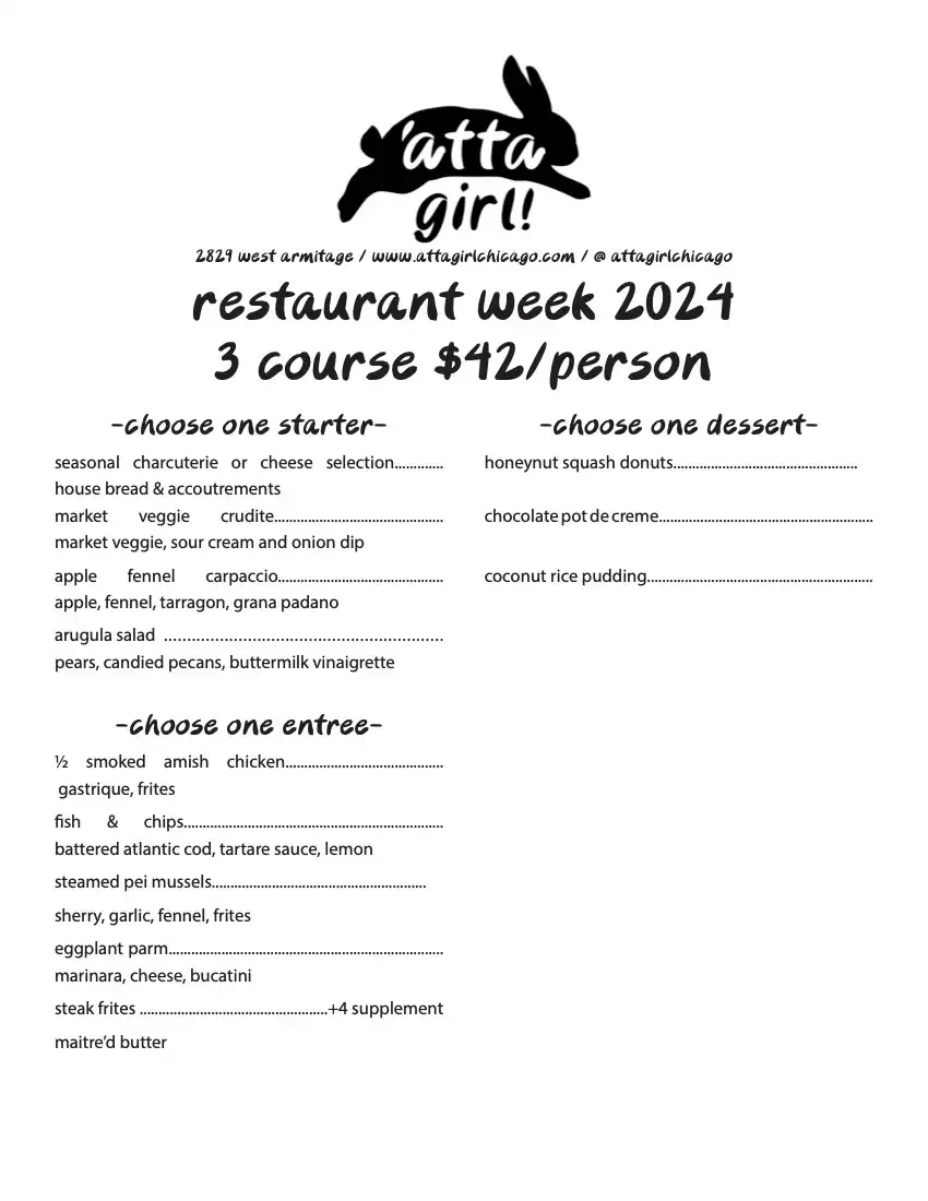 Chicago Restaurant Week 2024 Menu Atta Girl