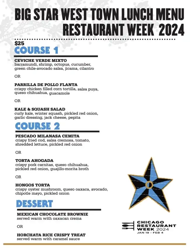 Chicago Restaurant Week 2024 Menu Big Star Mariscos Lunch