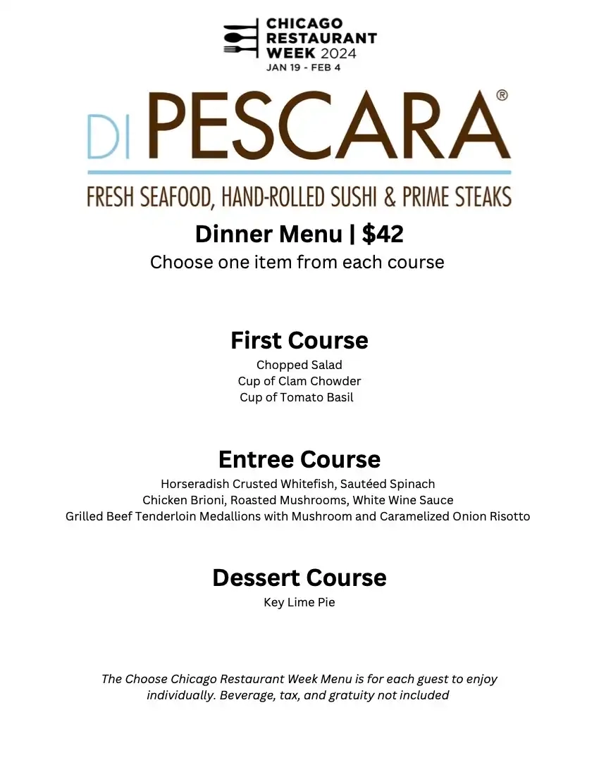 Chicago Restaurant Week 2024 Menu Di Pescara Dinner
