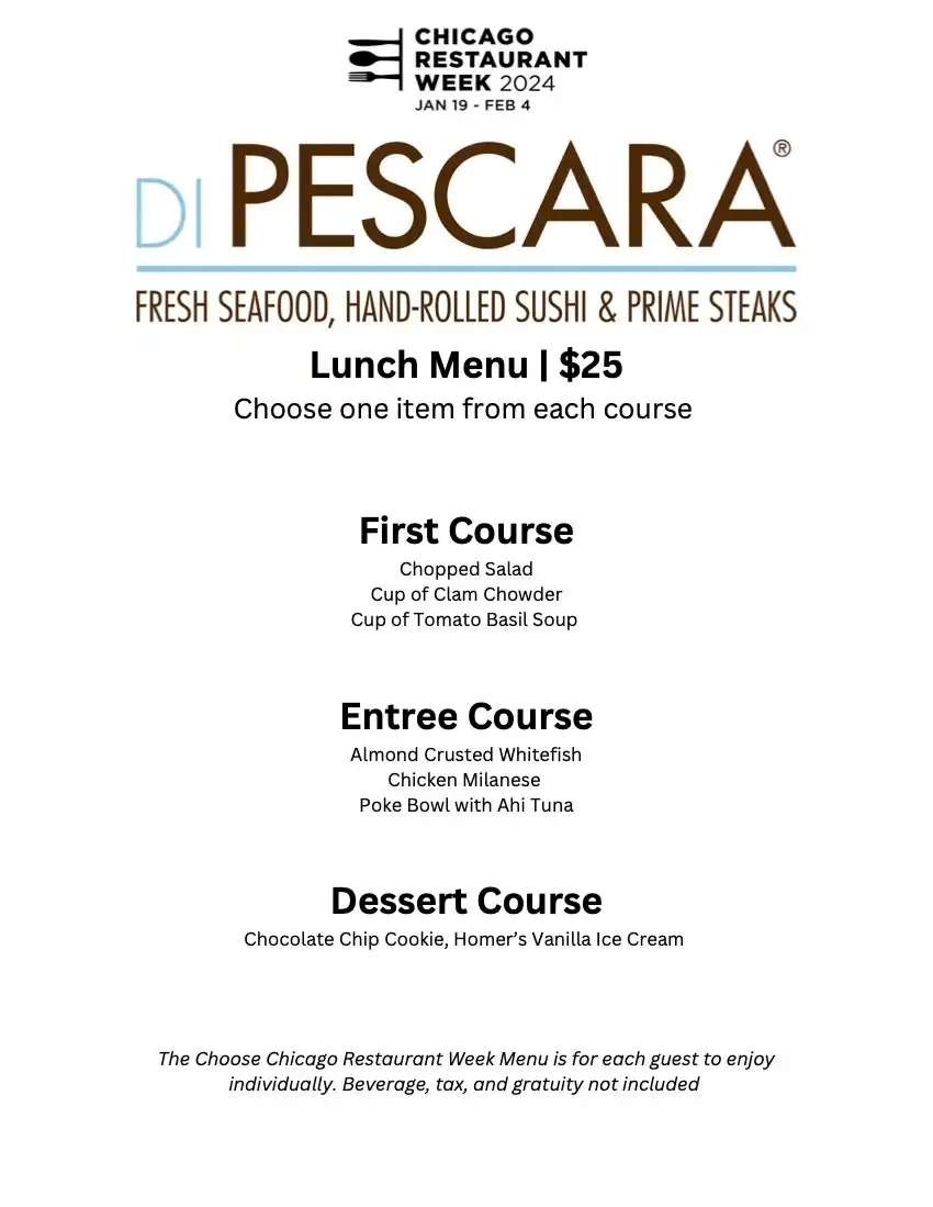Chicago Restaurant Week 2024 Menu Di Pescara Lunch