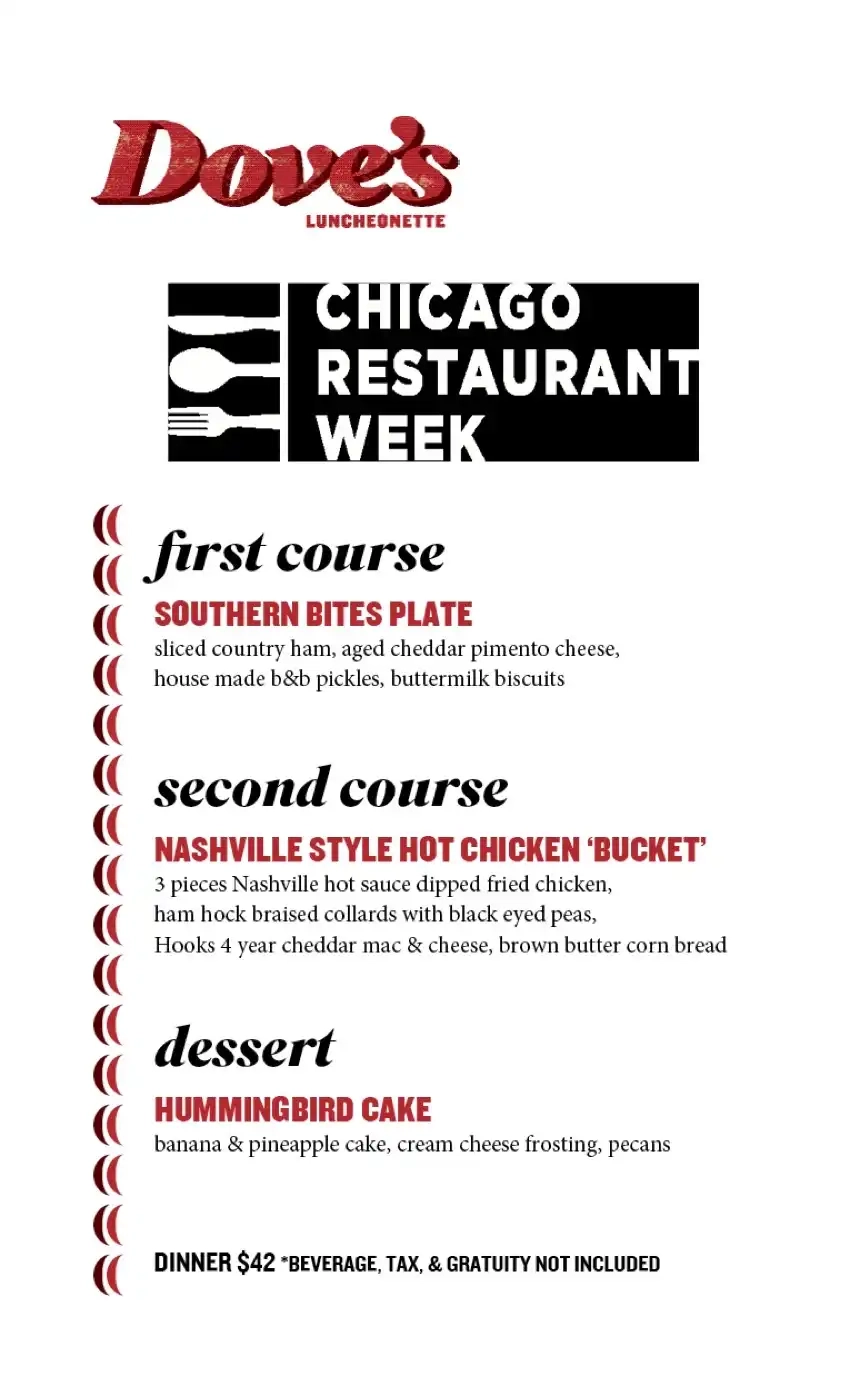 Chicago Restaurant Week 2024 Menu Dove's Luncheonette