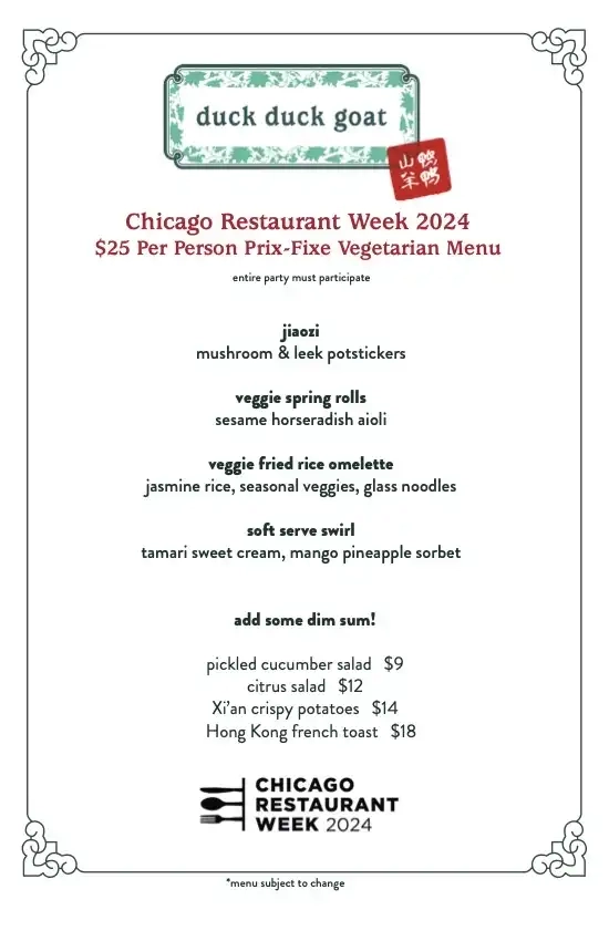 Chicago Restaurant Week 2024 Menu Duck Duck Goat 2