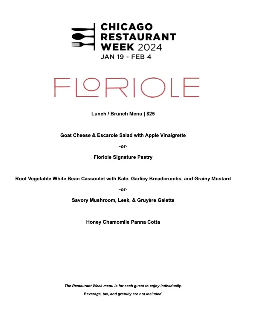 Chicago Restaurant Week 2024 Menu Floriole Cafe And Bakery