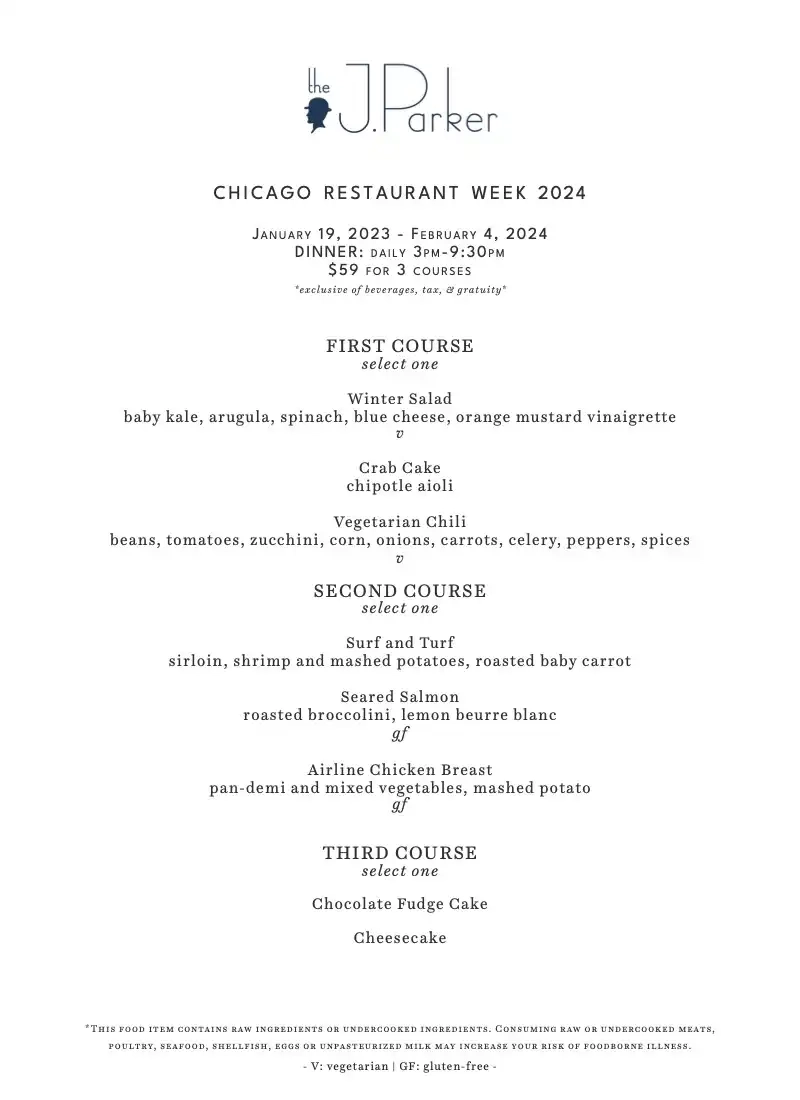 Chicago Restaurant Week 2024 Menu J Parker Dinner