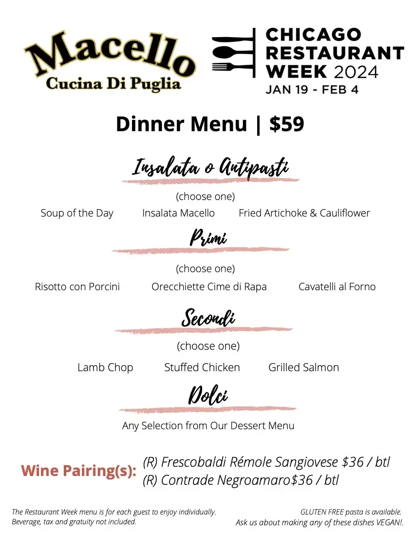 Chicago Restaurant Week 2024 Menu Macello Cucina Di Puglia
