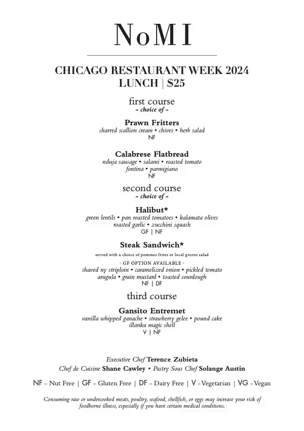 Chicago Restaurant Week 2024 Menu Nomi Lunch