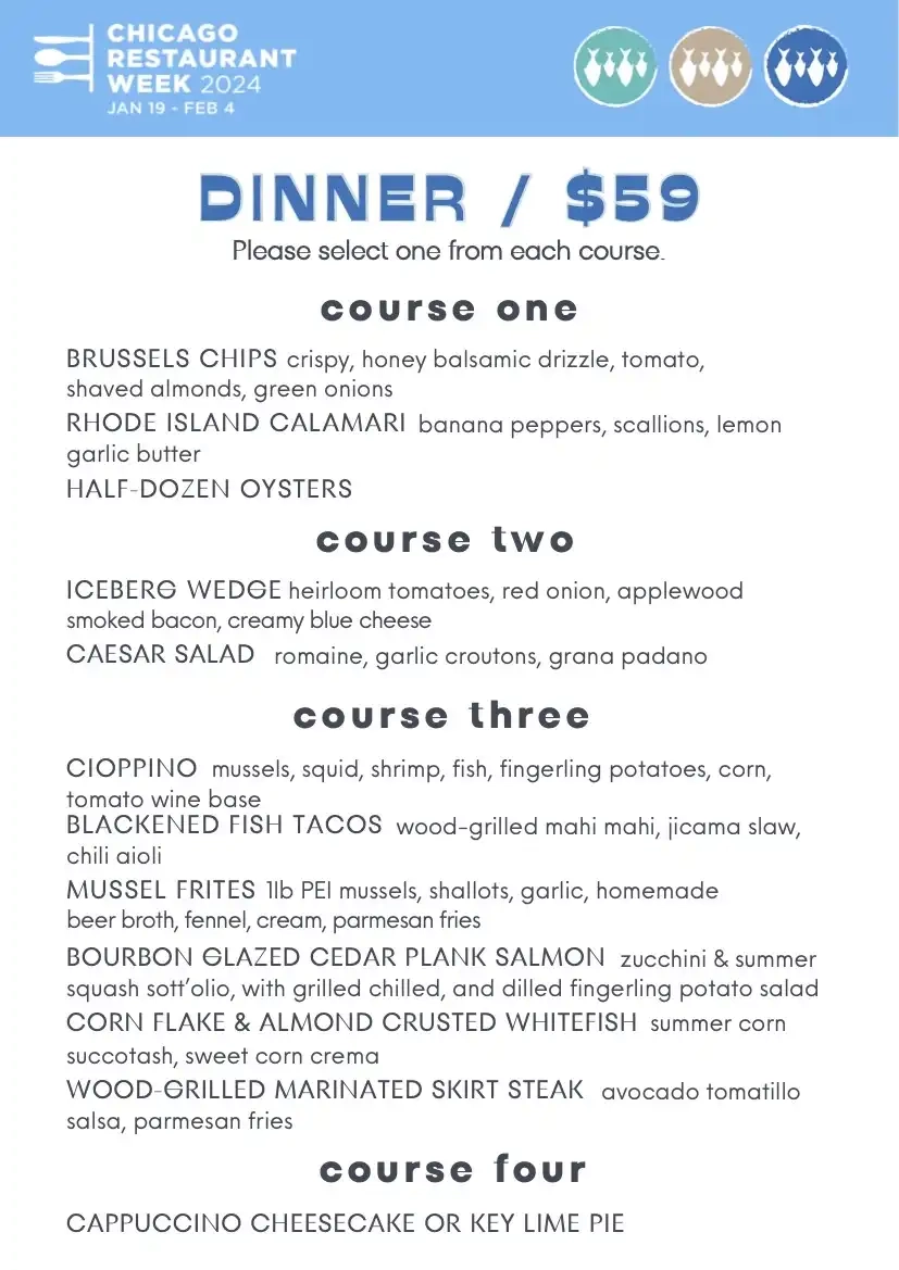 Chicago Restaurant Week 2024 Menu Pescadero Seafood Oyster Bar Dinner 2