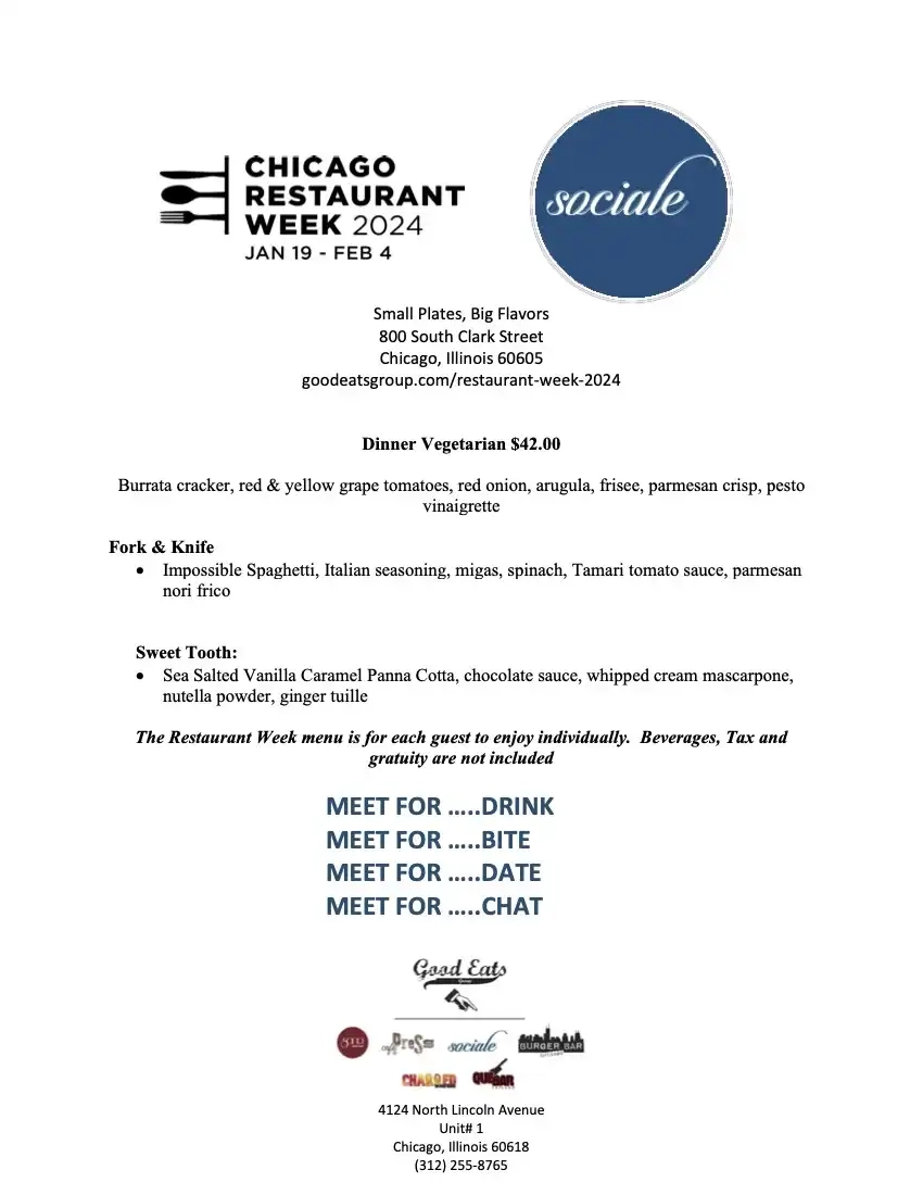 Chicago Restaurant Week 2024 Menu Sociale Chicago Dinner 1