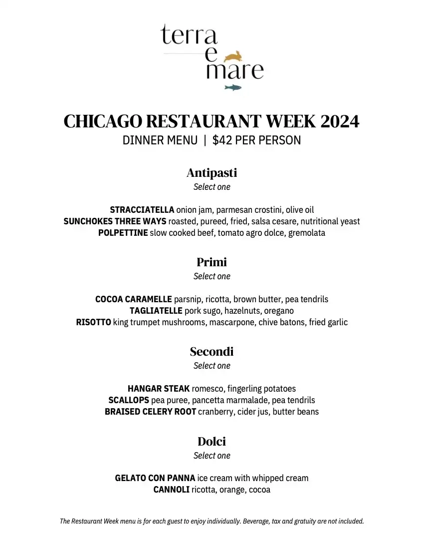 Chicago Restaurant Week 2024 Menu Terra E Mare Dinner
