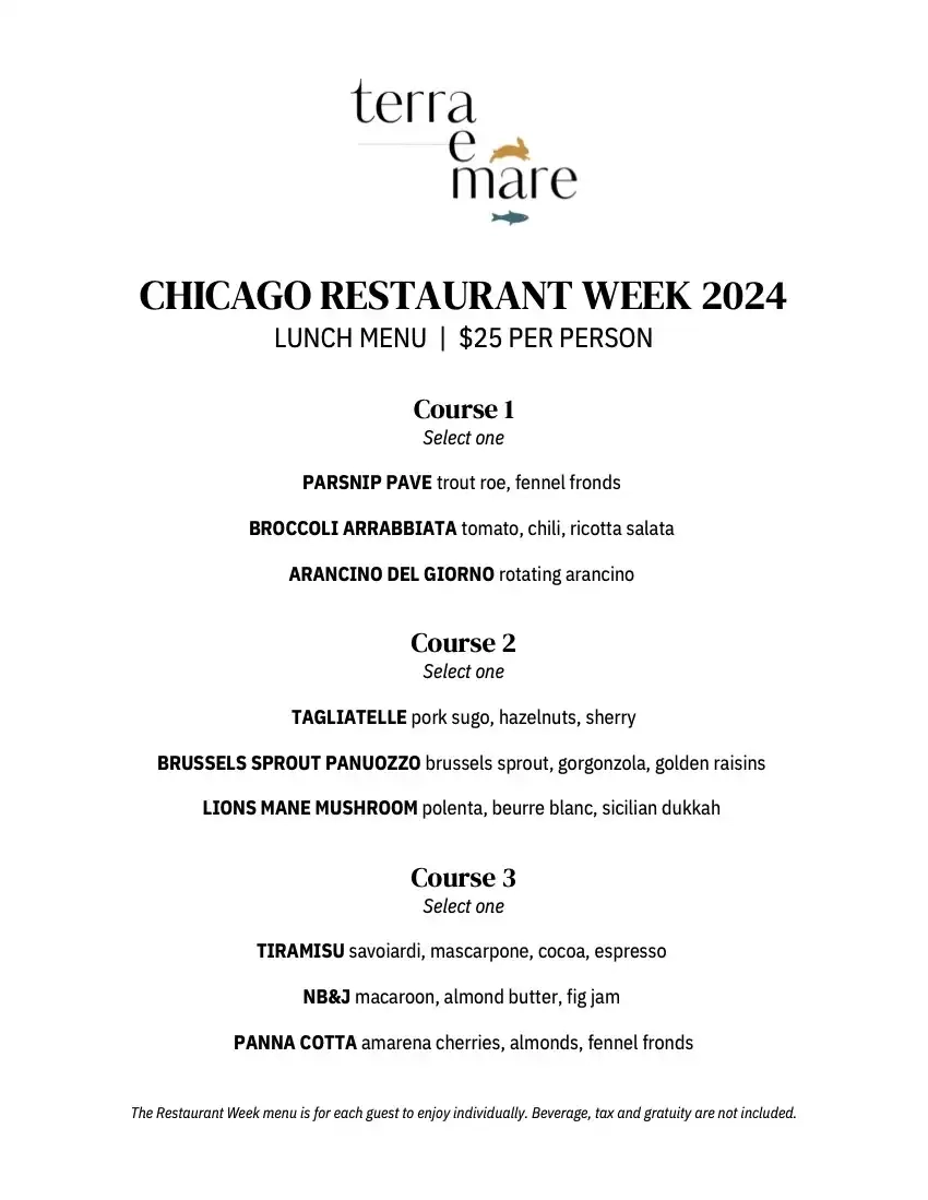 Chicago Restaurant Week 2024 Menu Terra E Mare Lunch