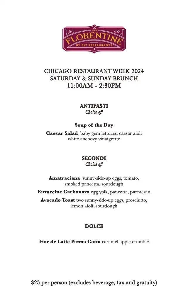 Chicago Restaurant Week 2024 Menu The Florentine Brunch