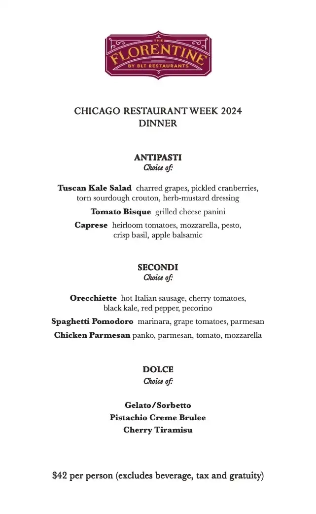 Chicago Restaurant Week 2024 Menu The Florentine Dinner