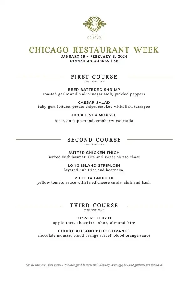 Chicago Restaurant Week 2024 Menu The Gage Dinner