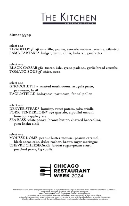 Chicago Restaurant Week 2024 Menu The Kitchen American Bistro