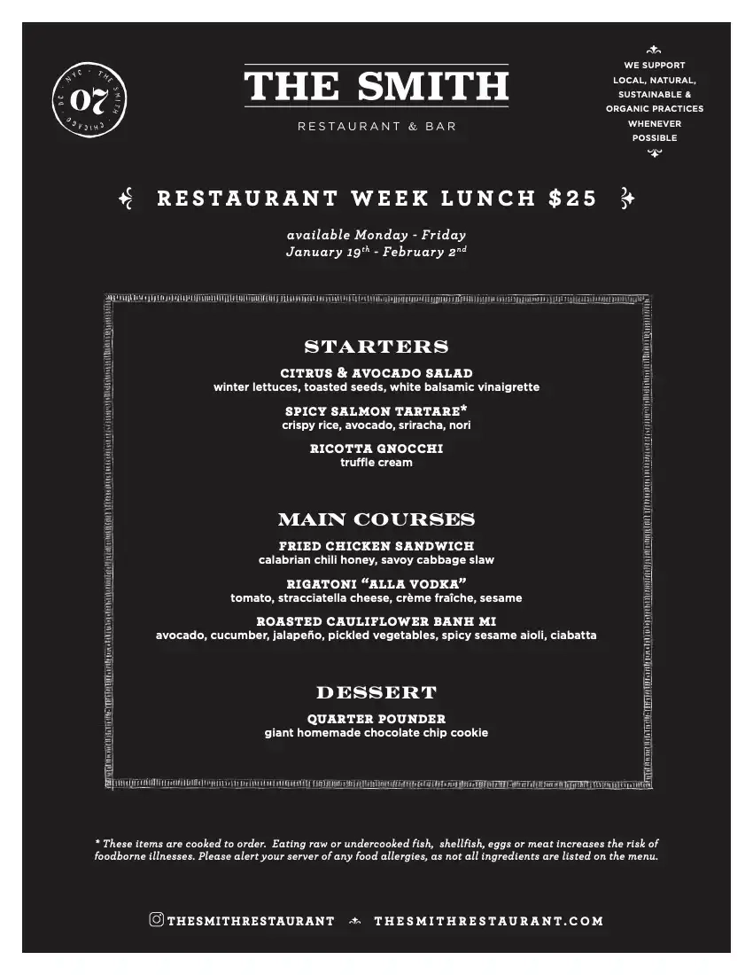 Chicago Restaurant Week 2024 Menu The Smith Lunch
