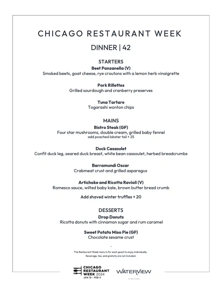 Chicago Restaurant Week 2024 Menu Waterview Kitchen And Bar
