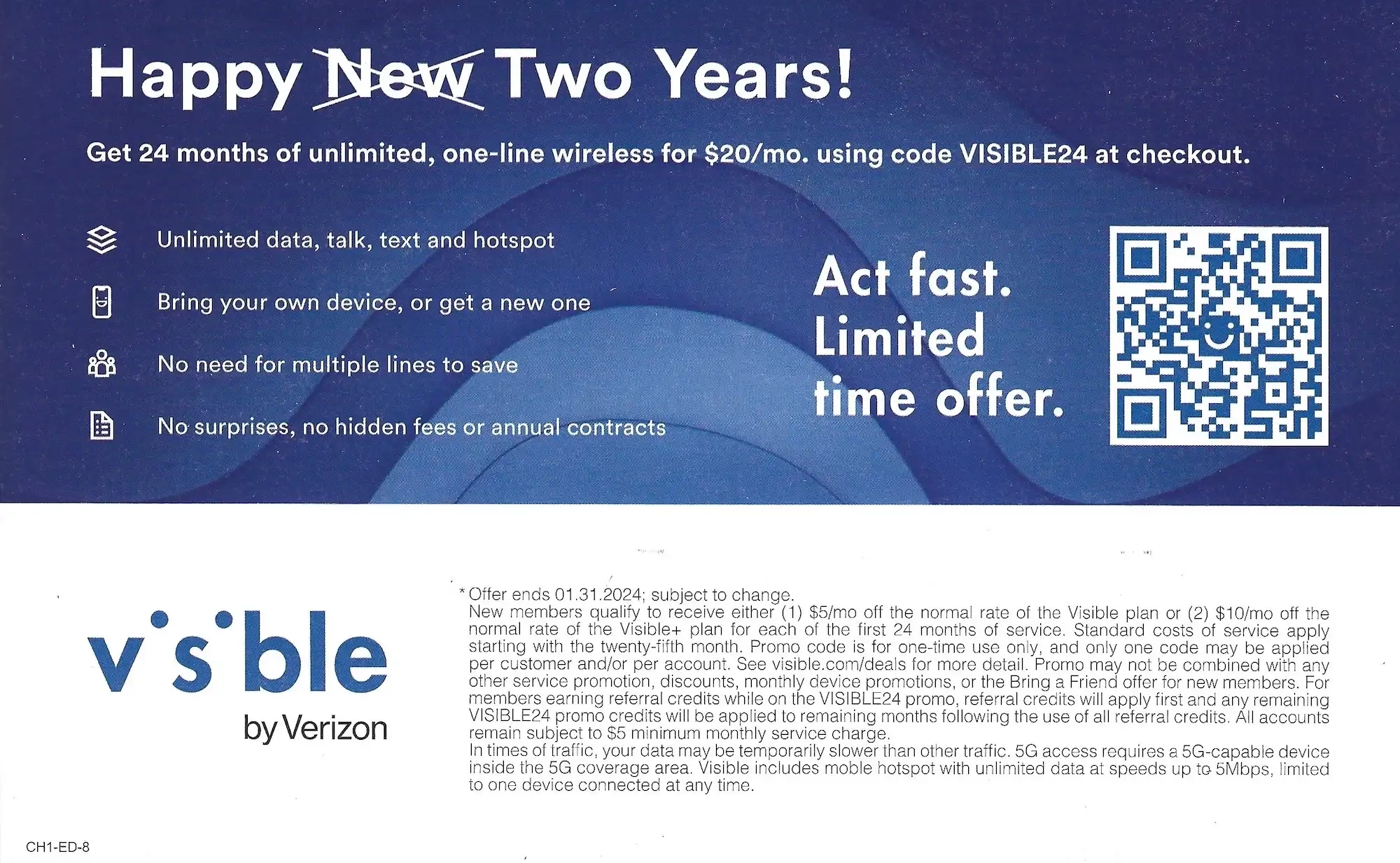 Chicago Exclusive Offers Coupons Mailer January 2024 Visible By Verizon Promotion