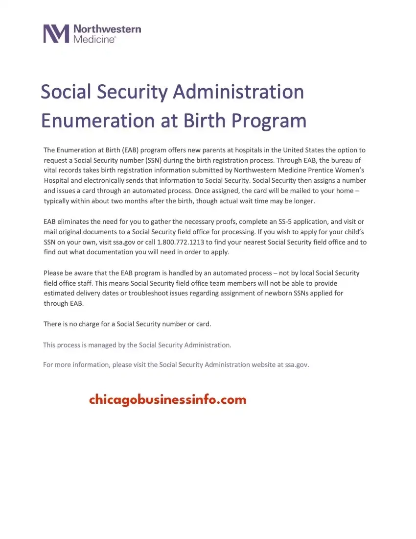 Northwestern Medicine Prentice Hospital: How to Obtain Social Security & Birth Certificate for Your Newborn Child Page 2