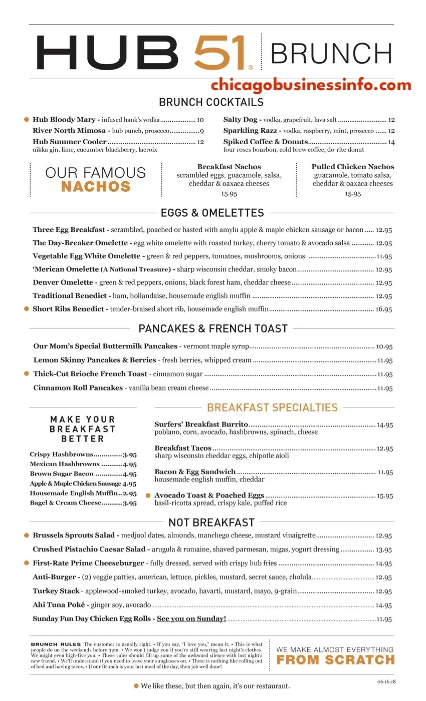 Hub 51 Chicago Brunch Menu 1