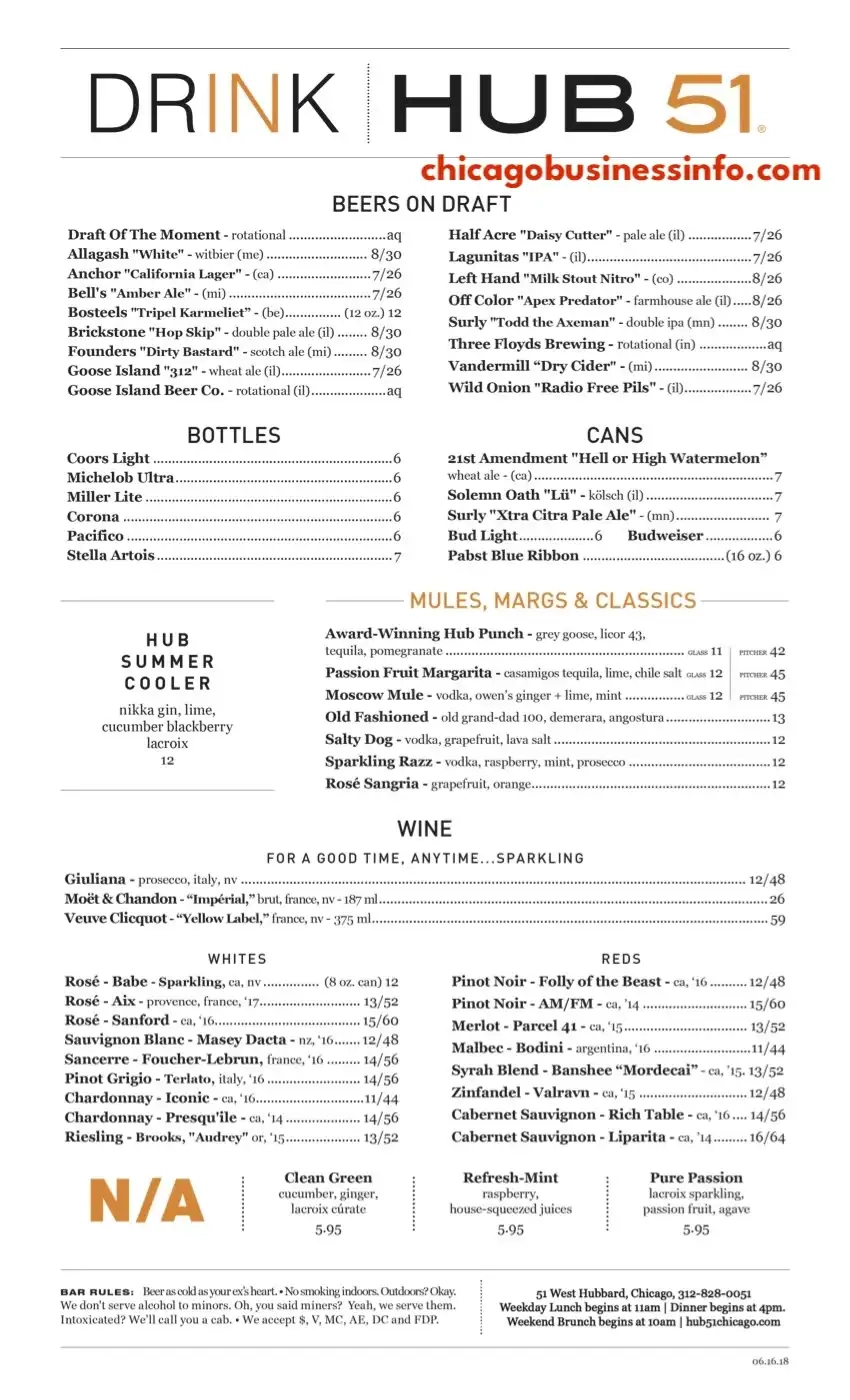 Hub 51 Chicago Brunch Menu 2