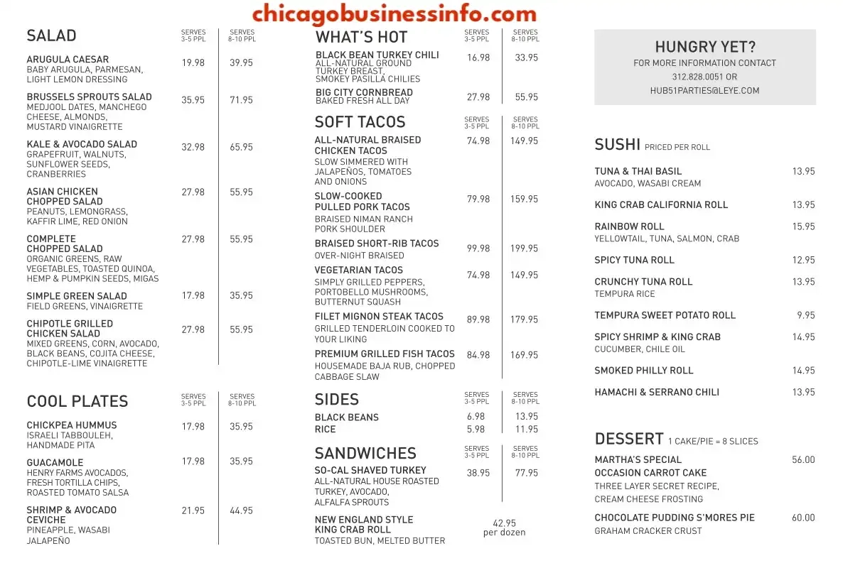 Hub 51 Chicago Catering Menu 2