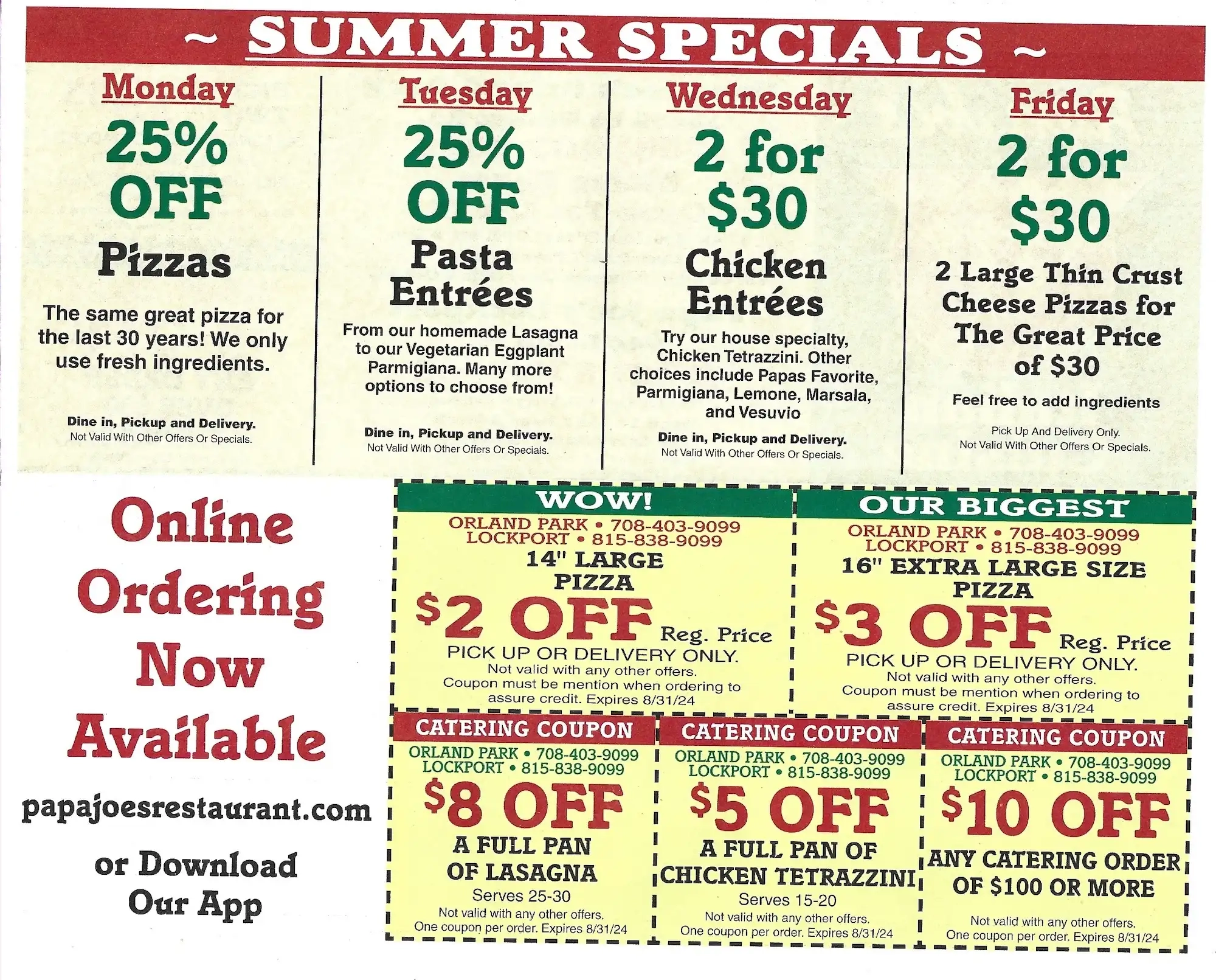 Valpak Mailer Coupons Chicago July 2024 Papa Joes