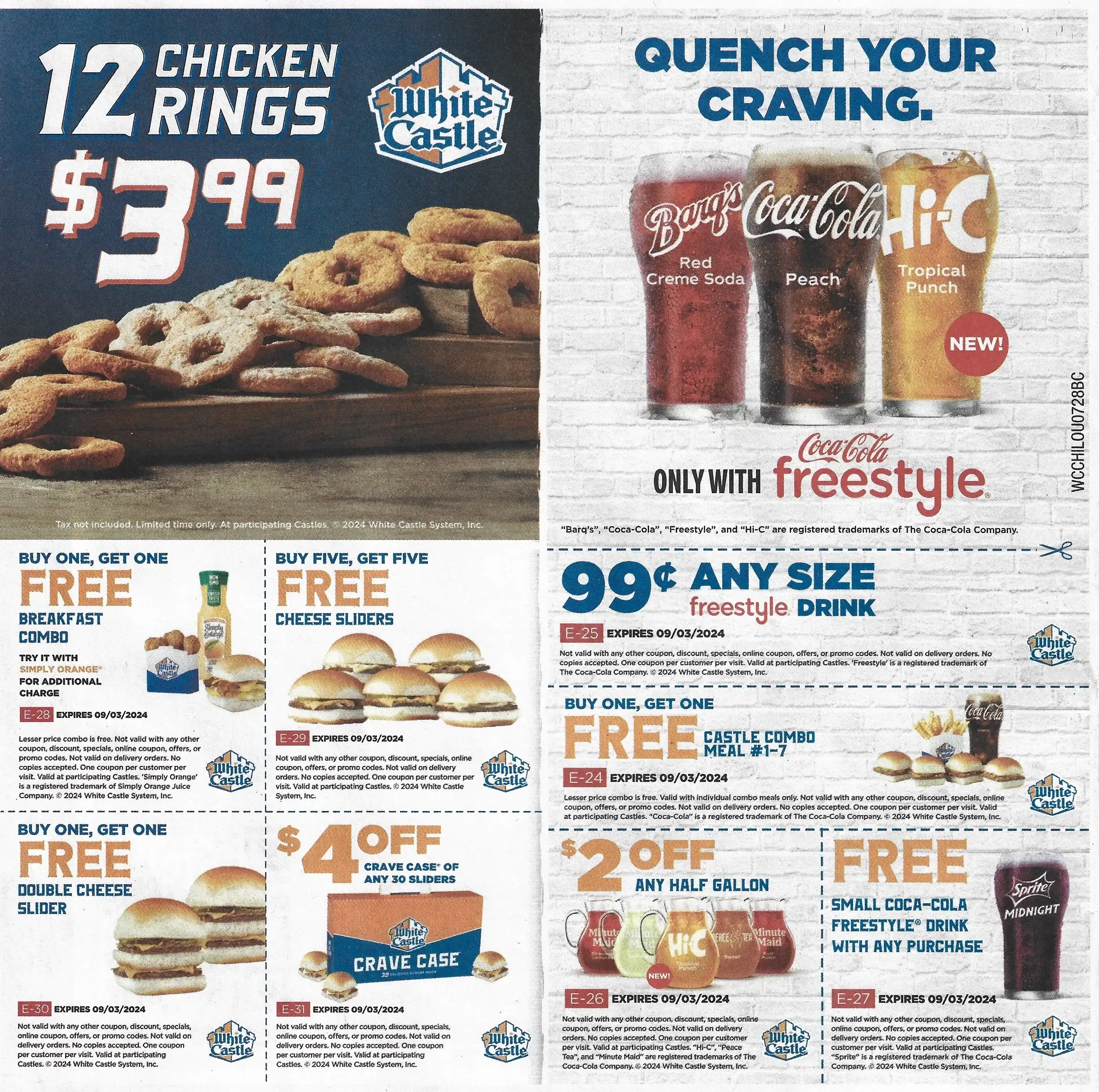 White Castle Paper Coupons - Expires 09/03/2024