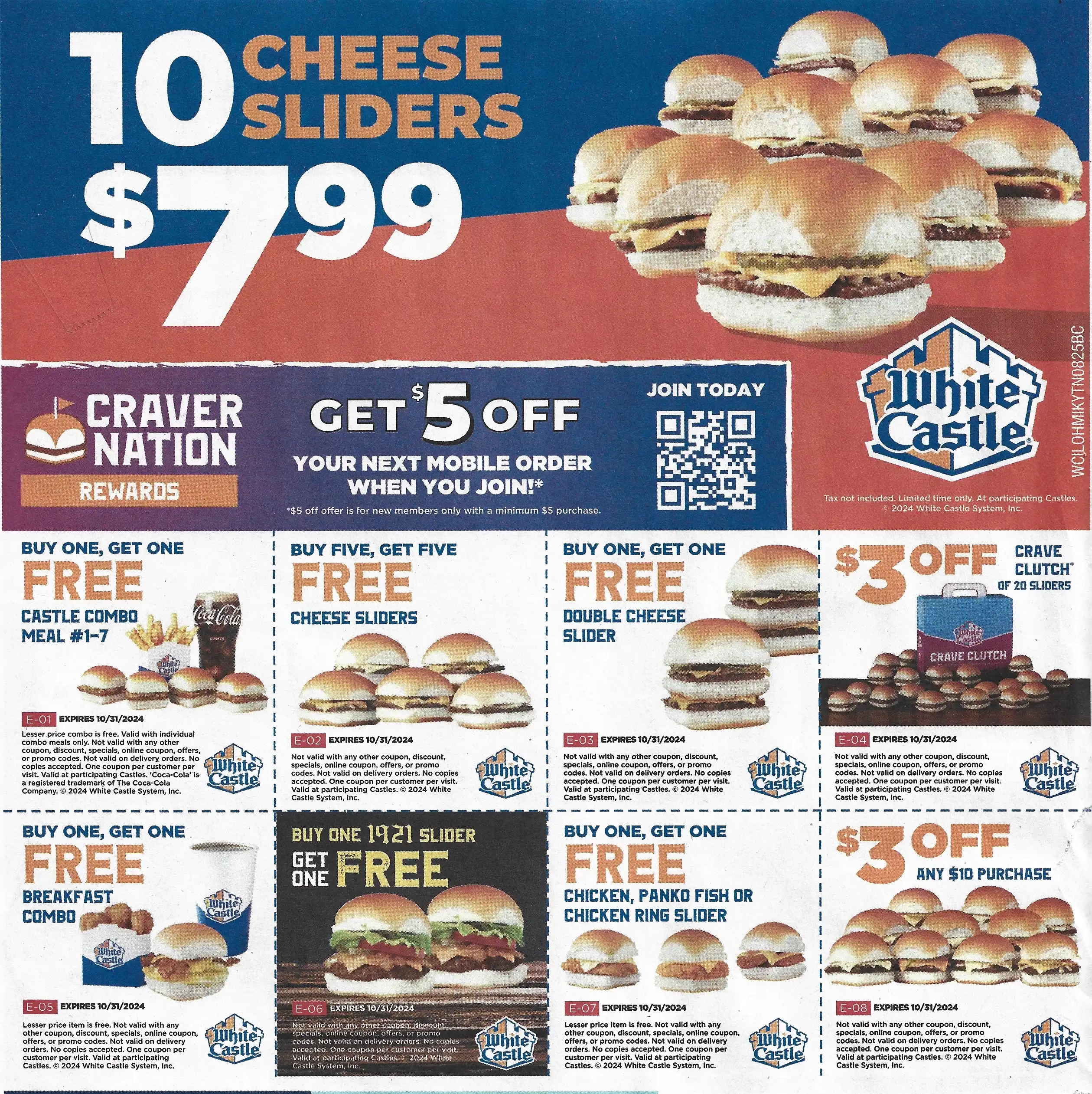 White Castle Paper Coupons - Expires 10/31/2024