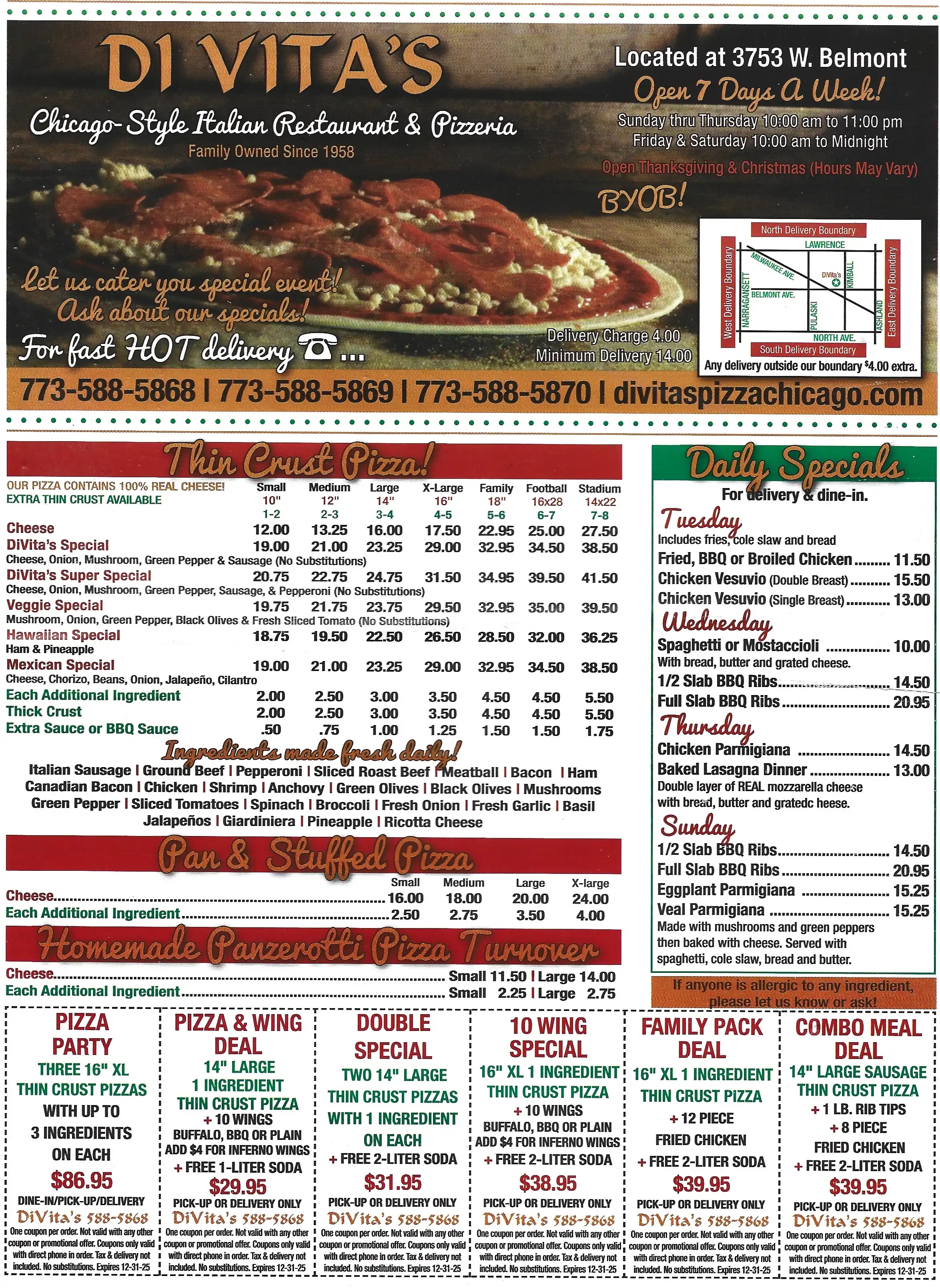 Di Vita's Restaurant and Pizzeria Menus & Coupons
