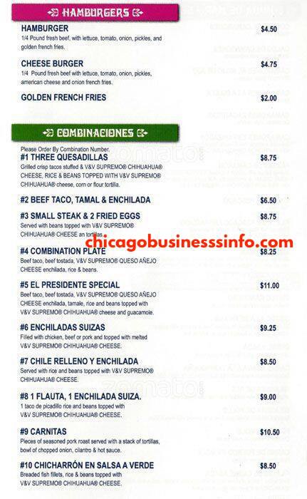 El presidente restaurante chicago menu 1