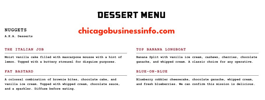 Safehouse chicago dessert menu