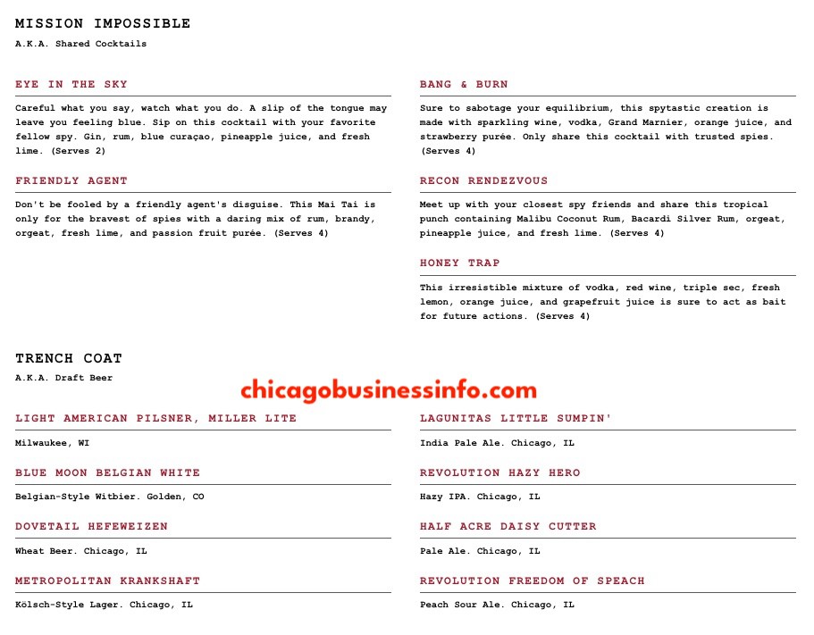 Safehouse chicago drinks menu 2