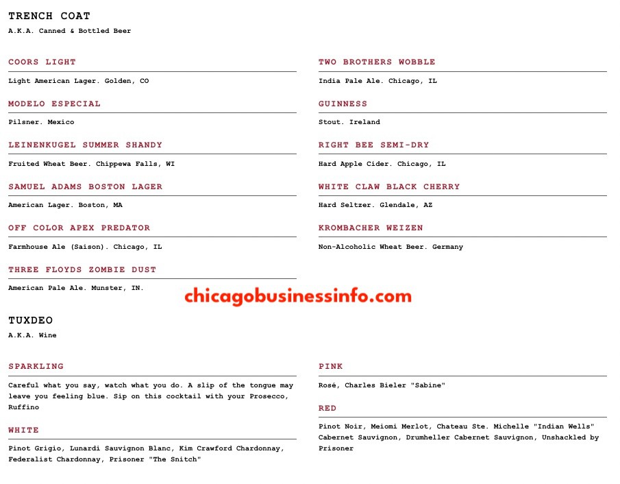Safehouse chicago drinks menu 3