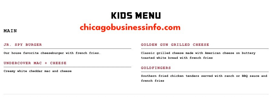Safehouse chicago kids menu