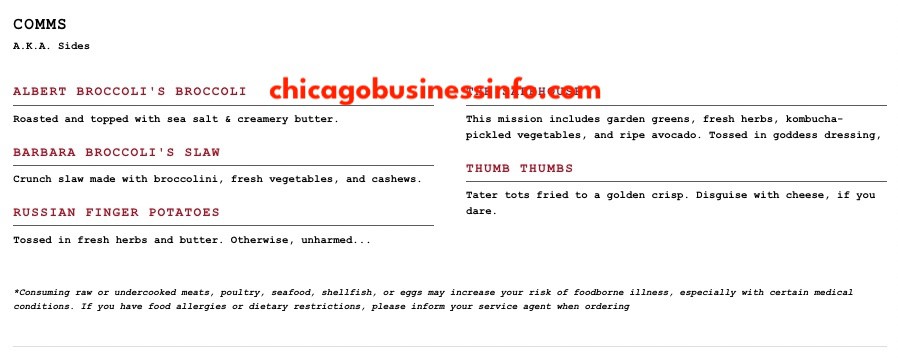 Safehouse chicago sides menu