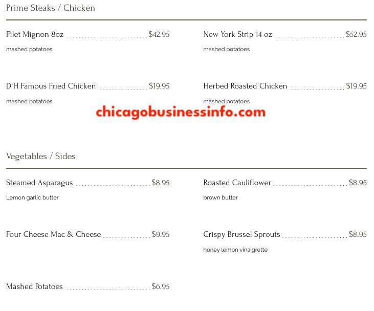 Diamond hook chicago dinner menu 4
