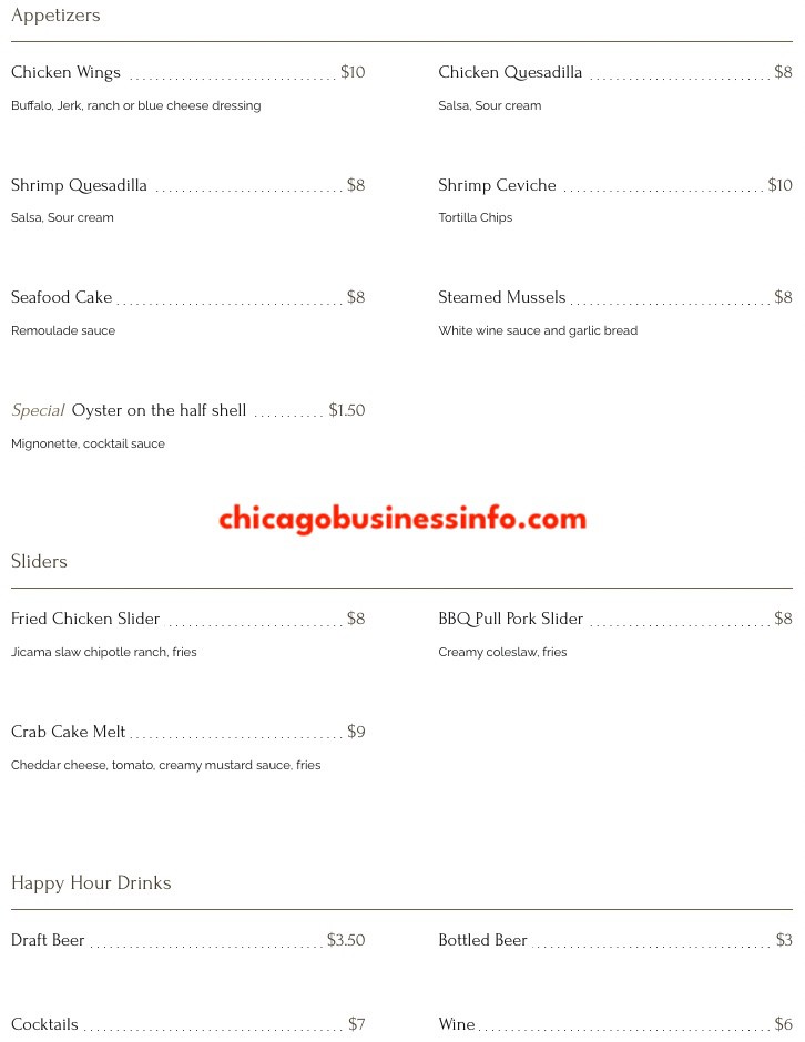 Diamond hook chicago happy hour menu