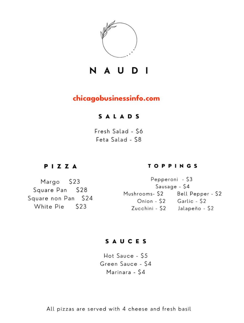 Naudi signature pizza chicago menu
