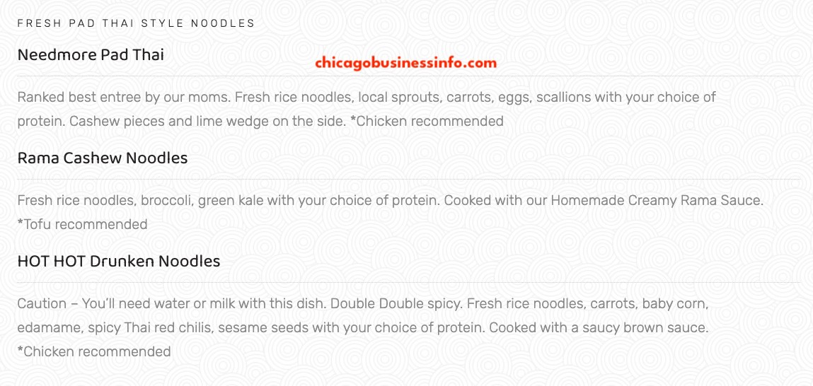 Double thai rice noodles chicago menu 4