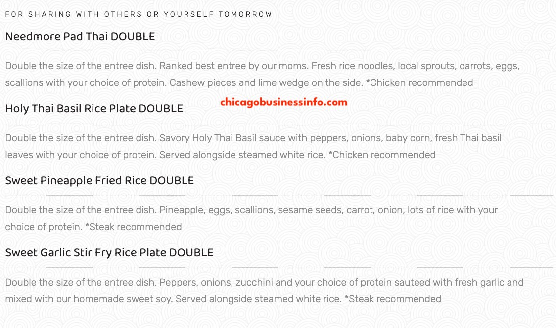 Double thai rice noodles chicago menu 2