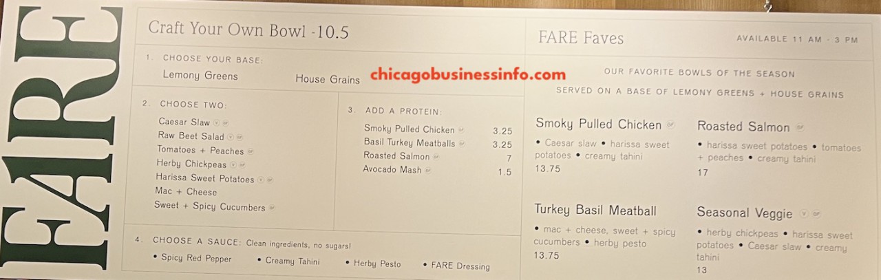 Fare old post office chicago menu