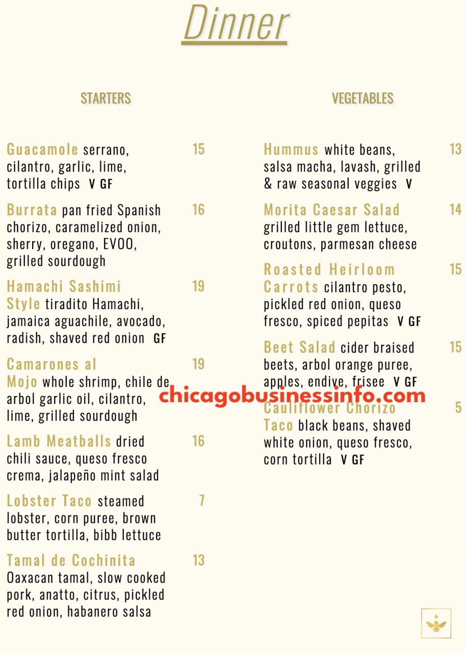 Chikatana chicago dinner menu